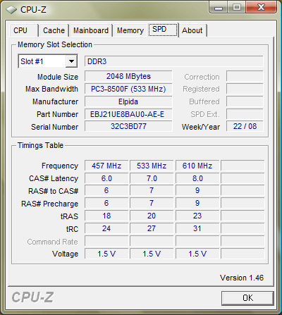 CPU-Z 1.46「SPD」