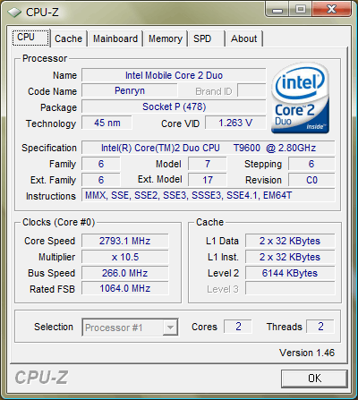 CPU-Z 1.46「CPU」