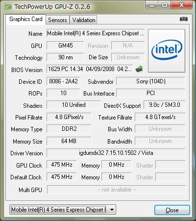 GPU-Z 0.2.6（GM45）