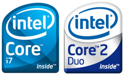 Core i7のロゴマークとCore 2 Duoのロゴマーク比較