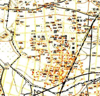 昭和4年（1929年）当時の地図に、後付で昭和7年（1932年）10月1日に東京市目黒区となった際の地名（町名）変更を反映させたもの
